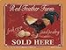 Red Feather Farm, Fresh Eggs and Poultry Metal Sign, Rooster
