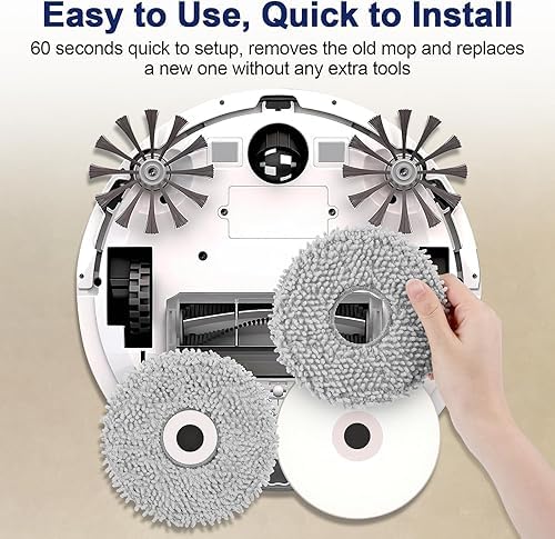 Image of Reusable Mop Pad Compatible with ECOVACS DEEBOT X1, T10 Turbo, Dreame L10s Ultra, L20 Ultra, X40 Ultra, Xiaomi X10+, X20+. Set of 2
