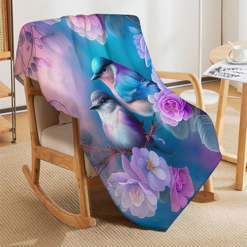 Couverture flannel douce oiseau mignon plaid chaud lavable 130x150 - 7