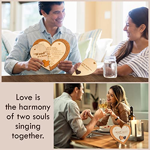 Stofinity 40 Year Anniversary Wood Gifts For Her Him - 40Th Wedding Gifts Anniversary For Husband Wife, Fourty Years Anniversary For Married Couple, 40 Years Of Marriage Wood Heart Plaque Decoration Ideas #TOP3