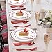 125pcs Disposable Plastic Plates and Cutlery Set/Party Tableware - Including 25 Red Trim Dinner Plates, 25 Salad or Dessert Plates & 25 Polished Red Forks Knives & Spoons - Bonus 25 Dessert Forks