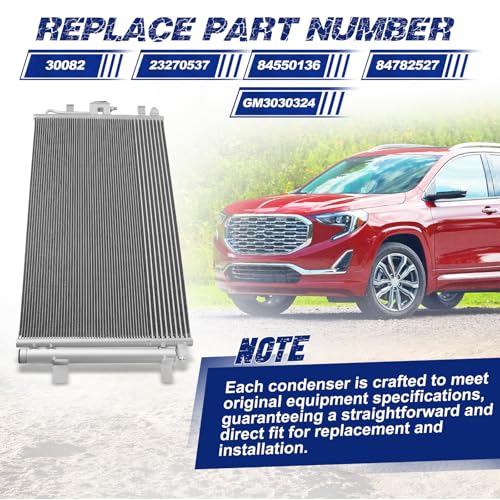 Image of Air Conditioning A /C Condenser Compatible with Chevrolet Equinox /GMC Terrain # 30082, 23270537, 84550136, 84782527, GM3030324