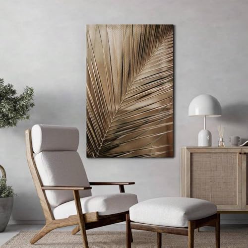 Toile feuille de palmier doré tableau nature sauvage romantique cadre 40x60