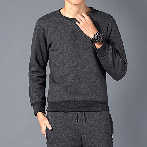 Image of Gihuo Men's Warm Crewneck Sherpa Lined Fleece Sweatshirt Pullover Tops