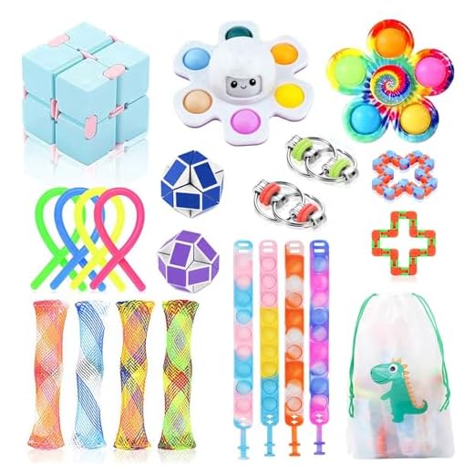 22 Pcs Fidget Toy Pack, Antiestrés Fidget Juguetes Sensoriales Kit para Niños y Adultos con Fidget Spinner Pop It Fidget Pulsera Cubo Infinito Juguete, Regalo para Fiestas de Cumpleaños Niños