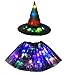 Produktbild LED leuchtende Lichter Hexenhut Spinnennetzrock Halloween-Kostüm für Kinder Mädchen Zauberer Cosplay Requisiten Party Phantasie Dekor-8