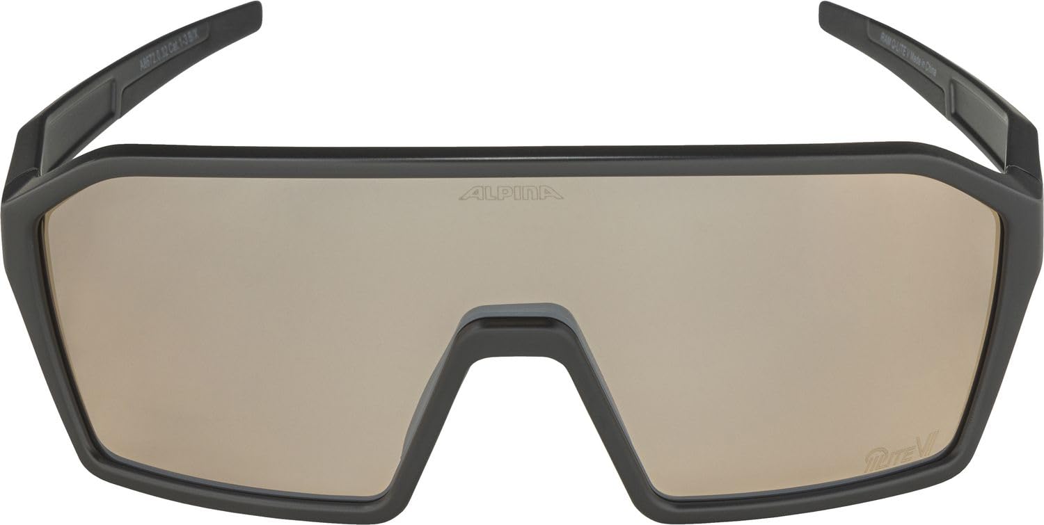 ALPINA RAM Q-LITE V, okulary sportowe dla dorosłych, czarne matowe, jeden rozmiar, 100% ochrona przed promieniowaniem UV-A, UVB i UV-C