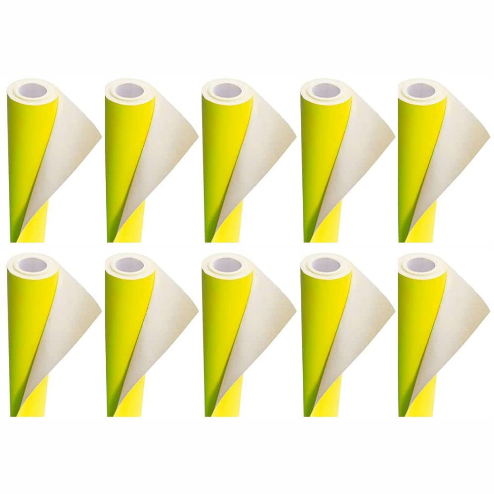 3 Ace Crafts (Pack of 10) Poster Paper Rolls (Lemon Yellow) (10m x 76cm) wrapping paper for Birthday Gift Wrapping - perfect for Festival Decoration, Floor Covering, Table Runner, School Notice Boards
