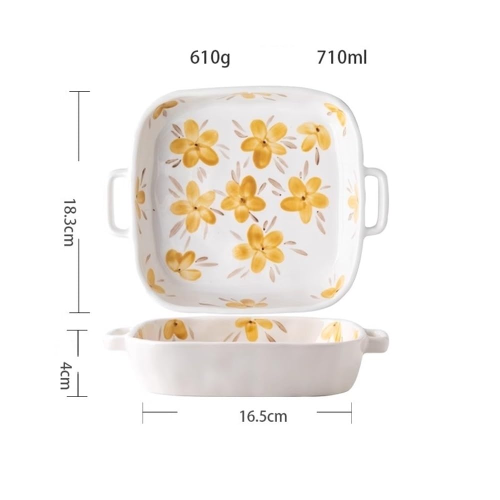 Bol de cuisson carré créatif à double oreille Pain