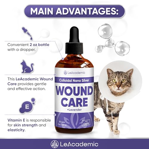 Cat Wound Care in Drops | Wound Care + Lavender | Lavender & Vitamin E Drops | Natural Ingredients | All Ages and Breeds | 2 Oz