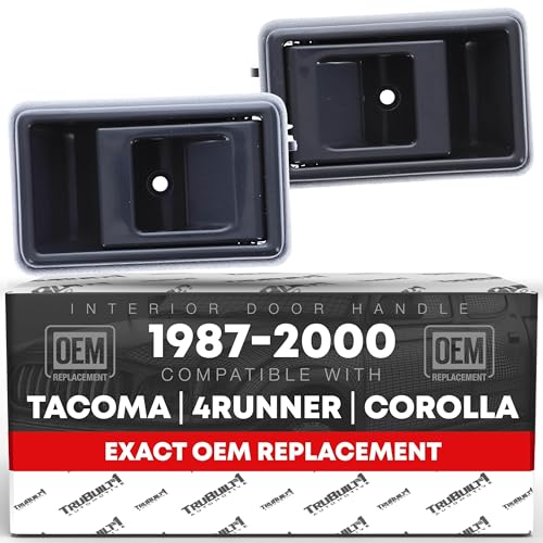 TRUBUILT1 AUTOMOTIVE Interior Door Handle Set, Front/Rear Left & Right - Compatible with 1987-2000 Toyota Tacoma, 4Runner, Hilux, Corolla; Chevrolet - Gray, Plastic - OEM 69206-04010-G, 69205-04010-G
