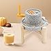 Hand Stone Mill, Natural Hemp Stone Grinder, Hand Dry Wet Grain Plant with Stand and Wooden Handle for Grinding Soy Milk, Wheat Flour, Rice, Peanut, Sesame Seed (White)