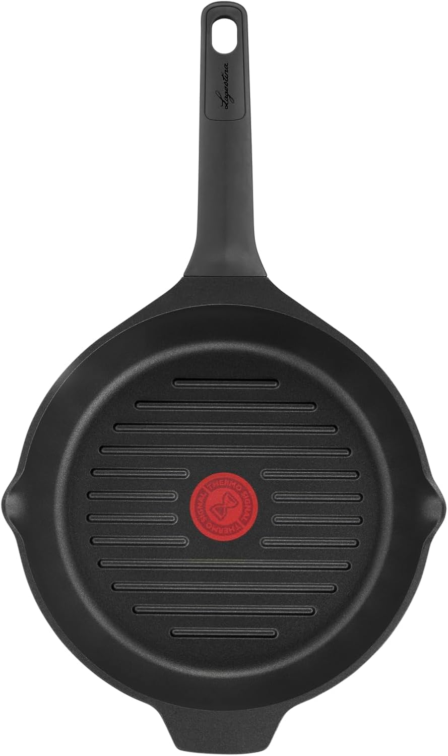 Lagostina Aroma Grill Grill grill antiadhésif rond en aluminium moulé sous pression Ø 26 cm, poêle à induction, gaz et four avec indicateur de cuisson thermo-Signal et revêtement titane