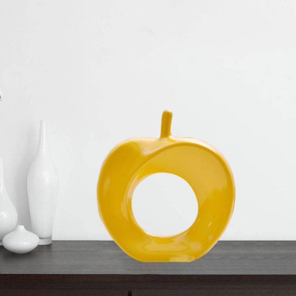 Modern Yellow Ceramic Apple Figurine Statue for Home Office Desktop Crafts Gifts - 21x24cm/8.27x9.45inch