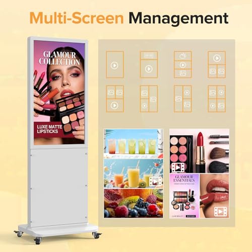 Image of Digital Signage 43 Inch Touchscreen Interactive Kiosk Floor Standing Advertising Display 700 Nits 4K UHD IPS LCD with Android 14 System Vertical Poster with Remote Control