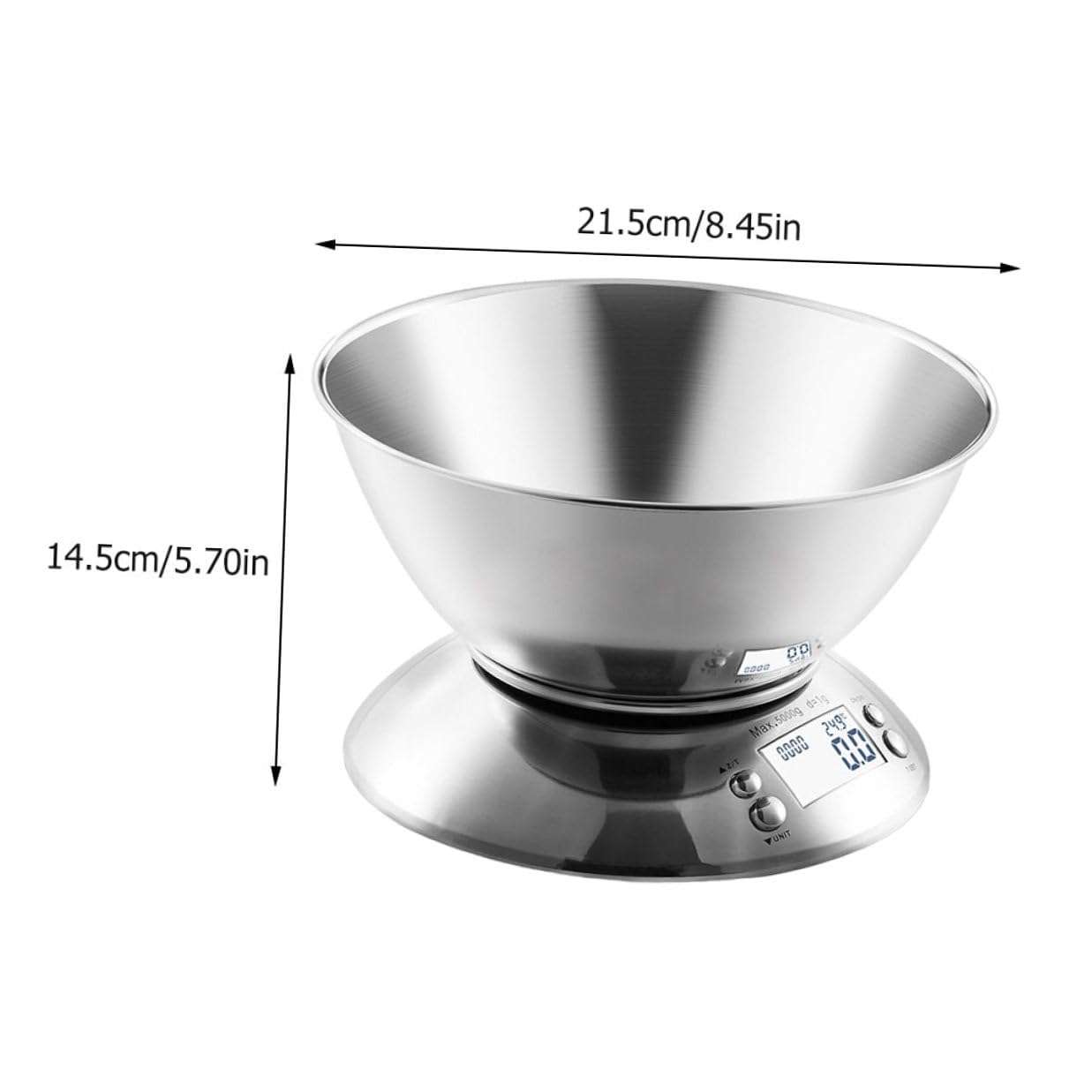 Digital Kitchen Scale High Precision Stainless Steel Electronic Food Weighing Tool with Clock and Detachable Bowl for Cooking and Baking Use Random Color