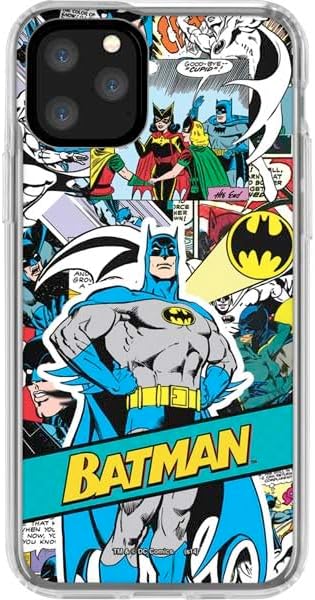 Skinit Clear Phone Case Compatible with iPhone 11 Pro - Officially Licensed DC Comics Batman Vintage Pose Collage Art Design