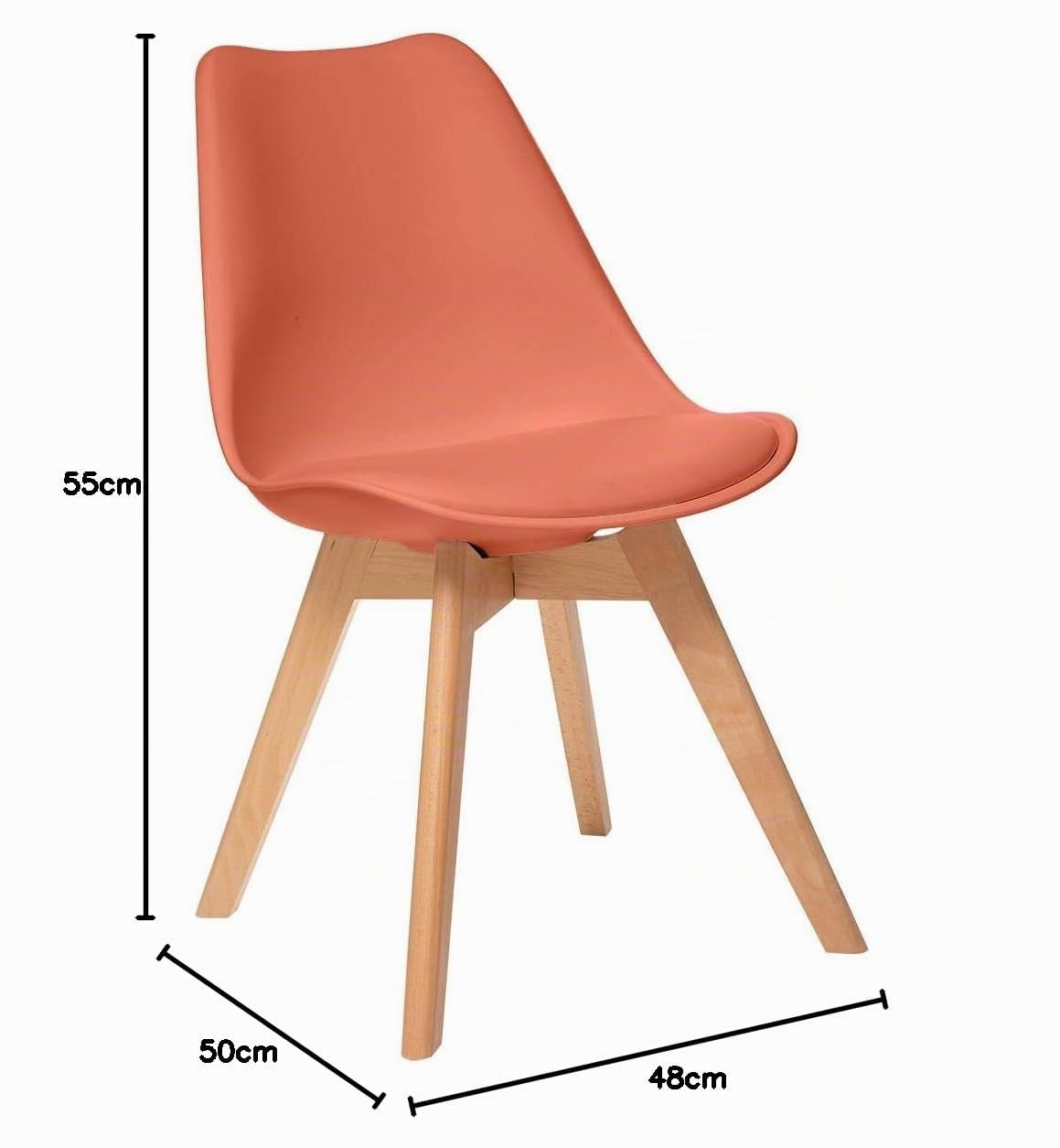 Atmosphera Interior Designer - Silla Baya Terracotta - Plástico y Haya - Comedor, Cocina, Oficina, Sala - Cómodo Cojín Integrado