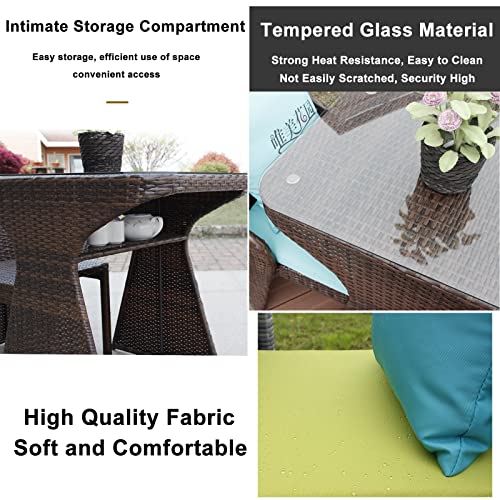 3 Piece Patio Furniture Bistro Set 2 Rattan Chairs 1 Tempered Glass Table, Folding Outdoor Patio Furniture Sets, No Installation Required, Saving Space, For Backyard Porch Poolside ( Color : Yellow ) #TOP5