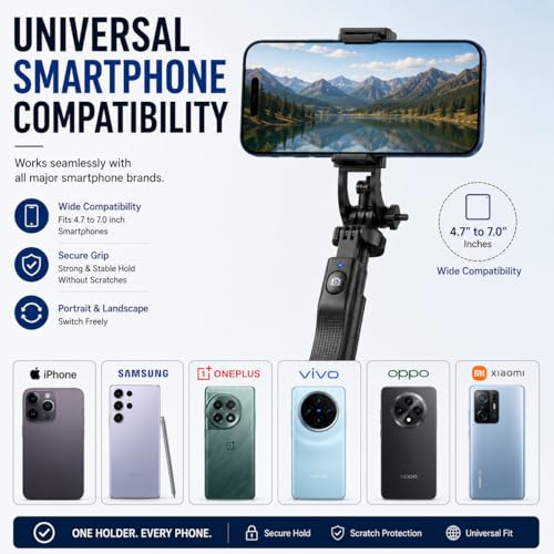 Image of HIFFIN H16 Creator Tripod Selfie Stick with Bluetooth Remote, 157cm Extendable Mobile Stand for Reels, Vlogging, YouTube & Travel Video Recording, Tripod Compatible with iPhone & Android