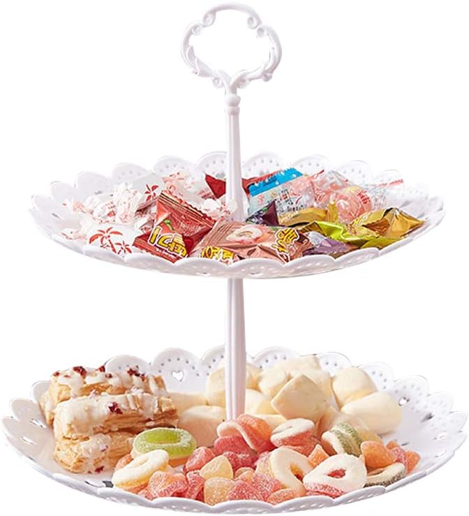 Exсluѕіvе Dіѕсоunt 50% Prісе Set of 7 PCS Round Plastic Party Cake Stand and Cupcake Holder Fruits Dessert Display Plate Table Decoration for Baby Shower Wedding Birthday Party Celebration