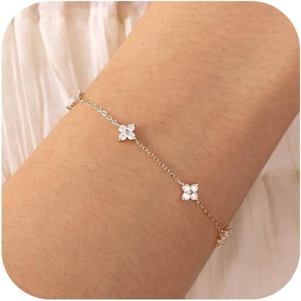 14K gold silver plated dainty evil eye heart bracelets for women