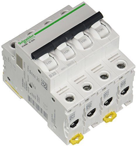 Schneider A9 F73432 IC60 N 4P 32 A B MCB Miniature Disjoncteur, Blanc, Lot de 3 Pièces