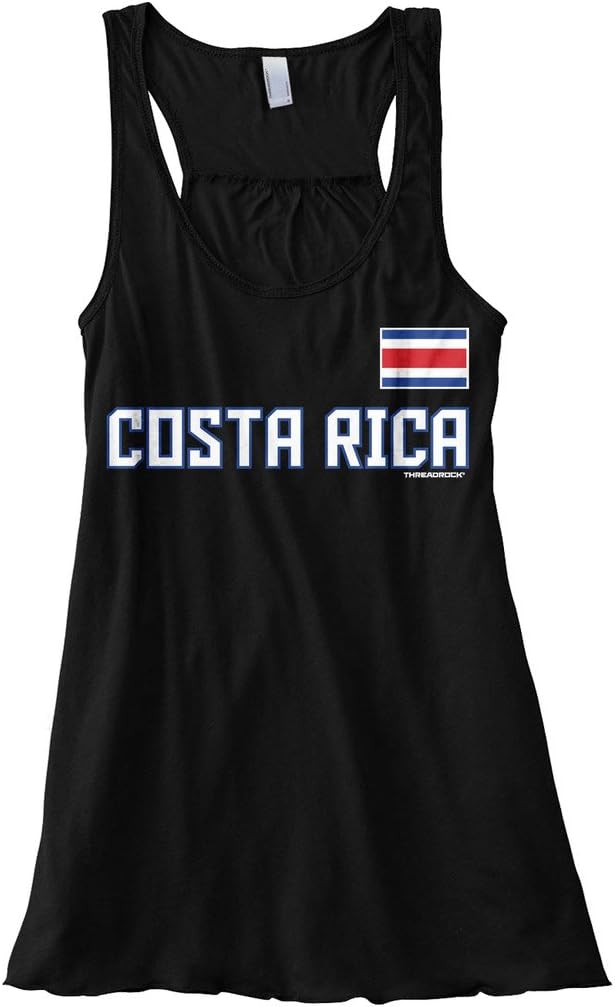 Threadrock Women's Costa Rica National Pride Flowy Racerback Tank Top