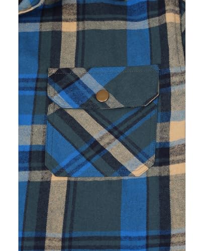 Image of ZENTHACE Men's Quilted Lined Hooded Plaid Jacket,Zipper & Snap Closure