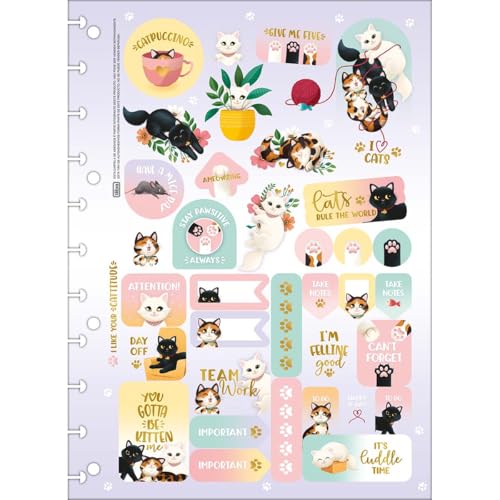 Tilibra - Folhas de Adesivos para Tilidisco Purrfect Cats