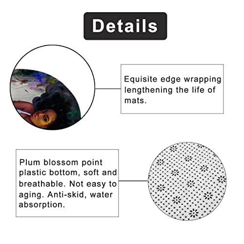 4Pcs African American Shower Curtain Set With Rugs, Curly Hair Black Girl Motivational Shower Curtain, Polyester Waterproof Fabric Shower Curtain With Hooks ( African Women-Black1, 71"L X 71"W) #TOP3