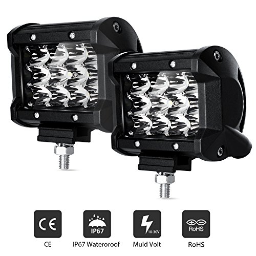 GoodRun LED Light Bar 4' Triple Row Spot LED Work Lights 36W 2 Pcs Off-road Driving Fog Light Bar For Jeep Truck SUV ATV UTV Boat,IP 67 Waterproof, 2 Years Warranty(LLB-403)