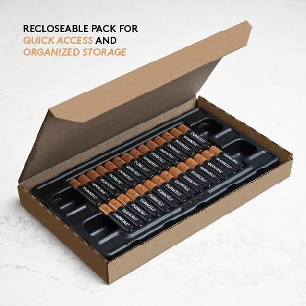 Duracell Coppertop AAA Alkaline Batteries with POWER BOOST Ingredients, 28 Count (Pack of 1), Long-Lasting Alkaline in Re-closable Pack for Quick Access and Organized Storage - Image 4