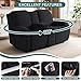 Ruaozz Loveseat Recliner Covers with Console, 4-Pieces Recliner Sofa Covers Stretch Jacquard Reclining Couch Covers with Pockets Furniture Protector with Elastic Straps Bottom (Black)