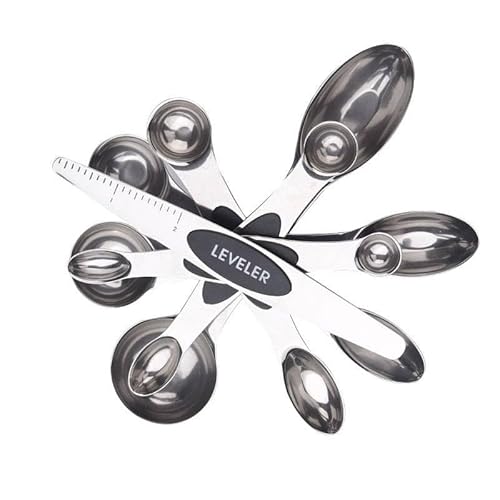 Jogo de Colher Medidora de Cozinha 7 Peças em Aço Inox Conjunto de Colher medidora Aço Inox Colher m