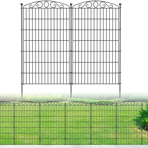 5 Panel No Dig Decorative Garden Fence 48" H x 11.4'L for Dogs Outdoor