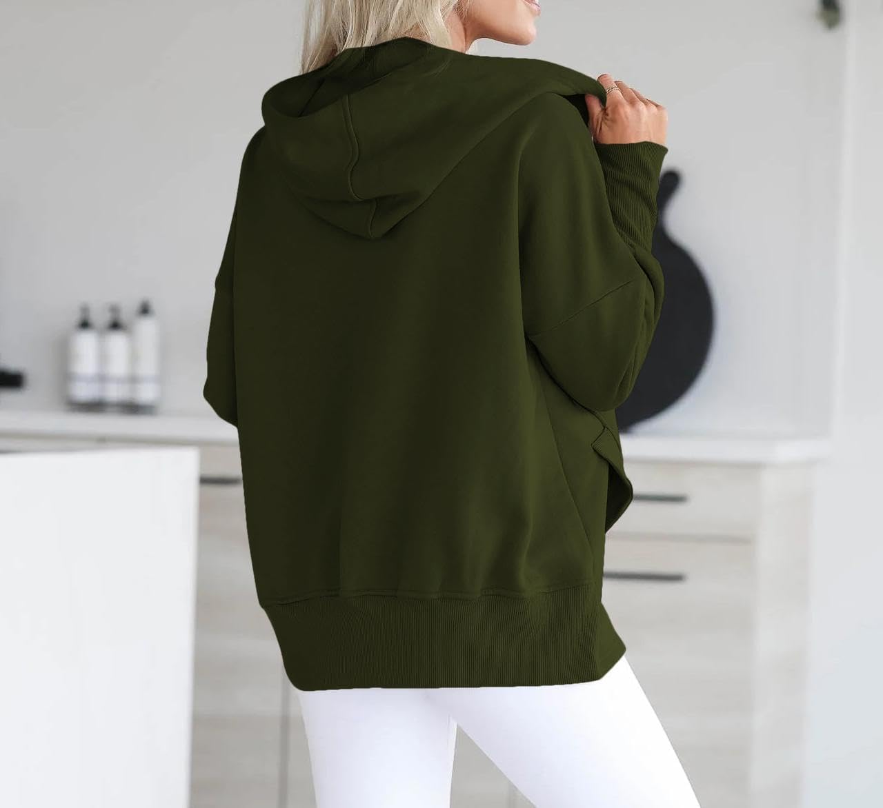 Women Causal Long Sleeve Hoodie Oversied Button Collar V Neck Sweatshirt Trendy Pullover Tops With Pockets Fashion 2024 - Image 5