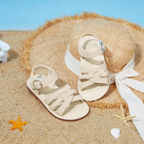 Image of Felix & Flora Toddler Girl Sandals - Little Girl Easter Dress Shoes Lightweight Open Toe Beach Holiday Flats