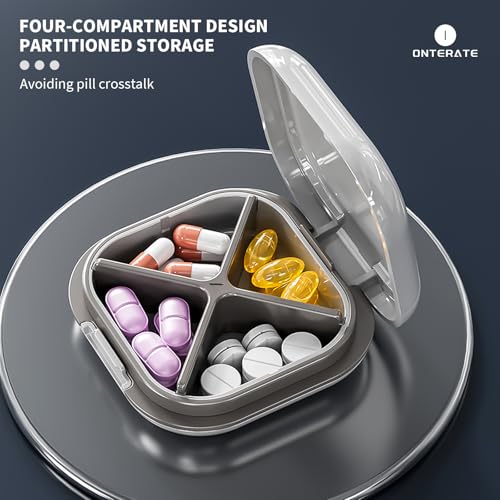 Image of ONTERATE Small Pill Case, Travel Pill Box with 4 Compartments, Green