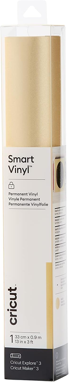 CricutSmart Vinyl Permanent | 1 Sheet | 33cm x 0.9m | Shimmer Gold, (3ft)