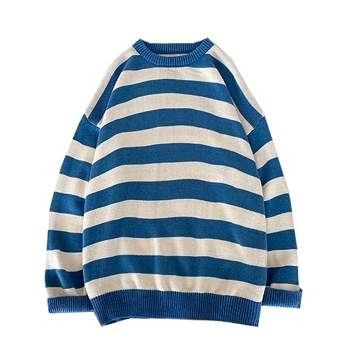 Bollrllr Men's Pullover Sweater Striped Knitted Round Neck Sweater Autumn Warm Casual Sweater2