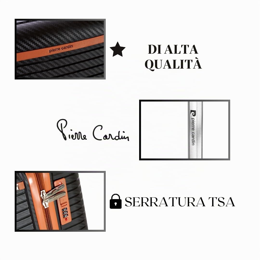 Pierre Cardin - Valigia Trolley rigido con rotelle girevoli 55x38x20 (Arancio)