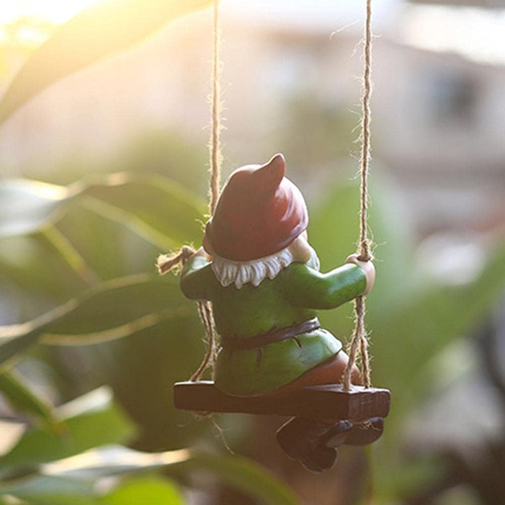 Garden Gnomes Dwarf Resin Figurines Statues Creative Cute Swing Gnome Fabulous Decorative Pendants Christmas Hanging Ornament for Indoor Outdoor