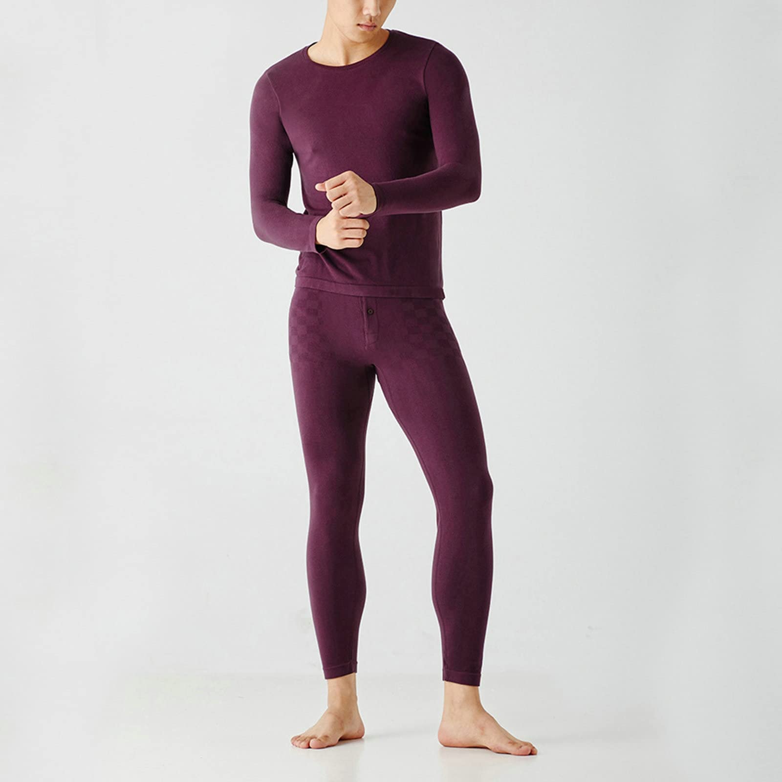 Daesar Thermounterwäsche Set Acryl, Funktionsunterwäsche Herren Skiunterwäsche One Size Königsblau Winter Thermowäsche Unterhemd + Unterhose Einfarbig