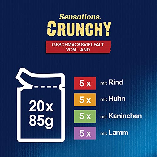 Felix Sensations Crunchy Katzenfutter nass in Gelee, Sorten-Mix, 4er Pack (4 x 20 Beutel à 85g)