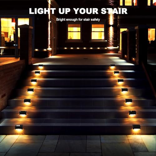 Image of Waterproof Outdoor Solar Lights for Home Balcony Wall Light, Terrace Garden Decoration Solar Lamp Solar Powered Lights for Deck Stair Step Gate Boundary Fence (20, Compact)