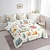 Erosebridal Summer Camp Camper 7 Piece Comforter Set Twin Bed in a Bag for Kids Child Camping Adventure Bedding Set for Boys Travel Car Rv Accessories Bed Sheets Botanical Flowers Mountain Quilt #2
