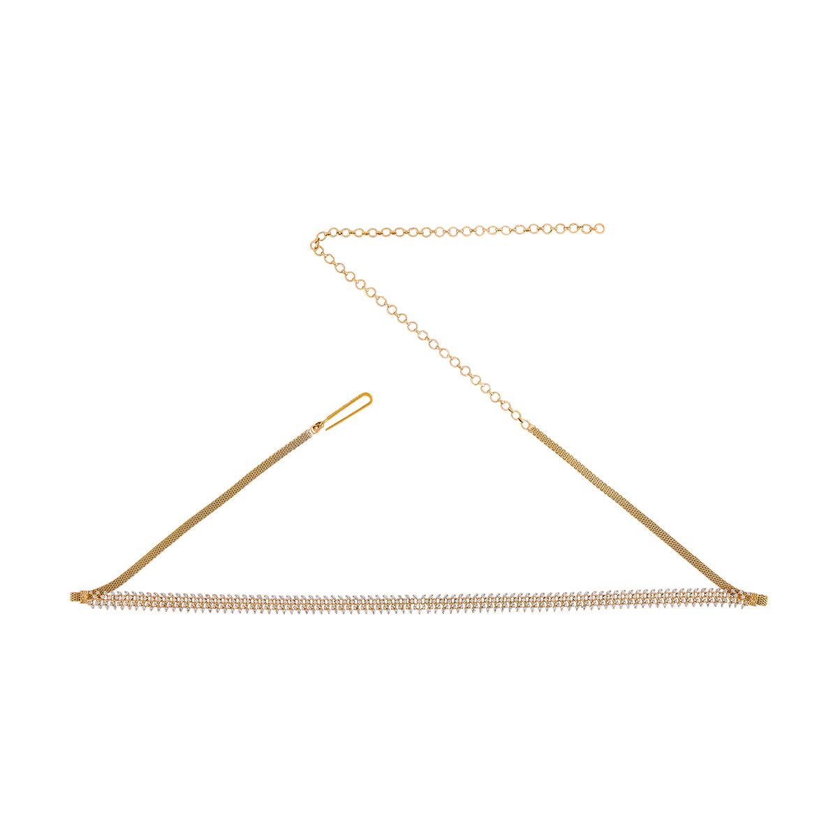 Fashion Jewellery White Gold Plated Zircon Kamarbandh Waist Belt with Adjustable Chain for Women - Festive & Special Occasion Jewellery - 452978