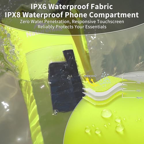 Image of Naturehike 18L Waterproof Dry bags-Roll Top Waterproof Swimming Buoy with Waterproof Phone Compartment, Outdoor Bags Keep Gear Dry for Hiking, Kayaking, Camping, Swimming, Boating（Yellow）