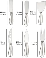 Vista 3 de Colección de cuchillos de queso de acero inoxidable de 6 piezas con tenedor de queso, rebanador y cortadores para cocina